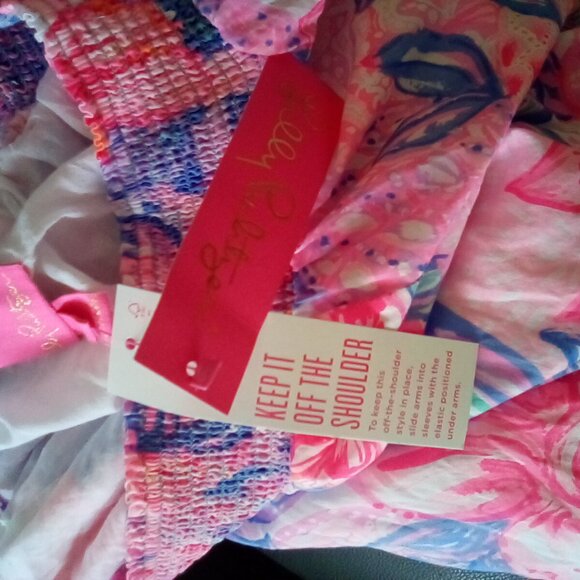Lilly Pullitzer NWT Dezi Off-The-Shoulder Maxi Dress Pink Isle Snappy Turtle XS - Picture 8 of 9